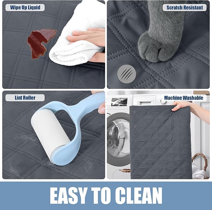 Smiry Waterproof Dog Bed Cover Pet Blanket, Soft Washable Dog Blanket for Furniture Bed Couch Sofa Reversible, Checkered (52"x82", Dark Grey/Black)