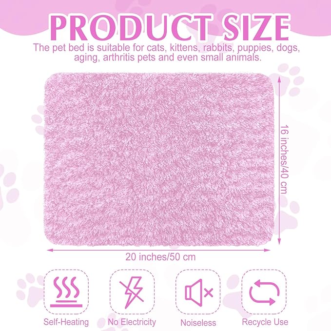 4 Pack Self Warming Cat Pads Self Heating Cat Mat Washable Homeless Dogs Thermal Pads Kennel Pad Reflects Body Heat Warm Crate Bed Mat for Indoor Outdoor Pet(Pink,16 x 20 Inch)
