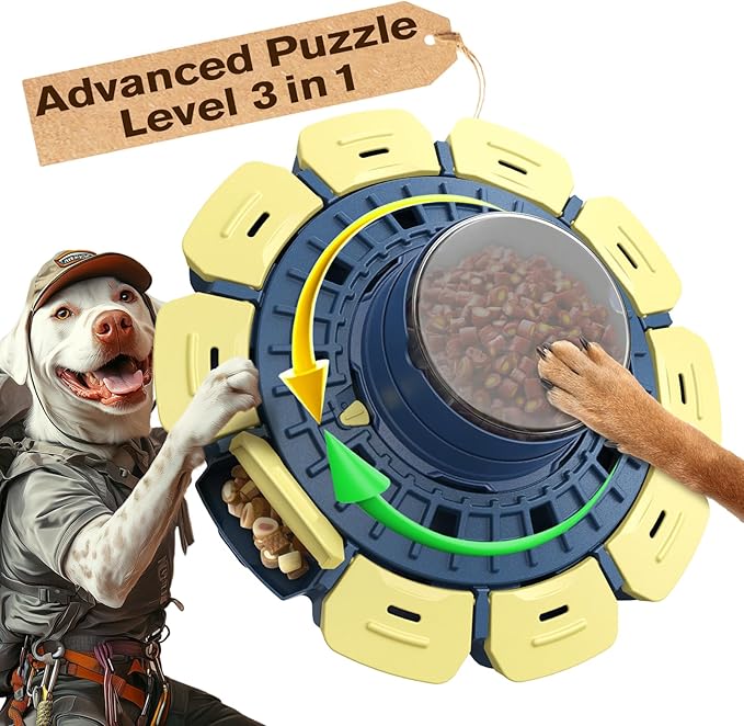 KADTC U.S Brand & Design Difficult Levels 3 IN 1 Extra-Large Size Expert Dog Puzzle Toy Treat Puzzles Food Feeder for Small/Medium/Large Smart Dogs Hard Mental Stimulation Toys Christmas New Year Gift