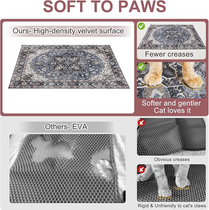 BEAUTYZOO Cat Litter Mat Large 20"x28" - Premium Waterproof Litter Trapping Mat with Non-Slip Backing, Cat Litter Box Mat Scatter Control for Floor, Machine Washable & Urine Proof, Soft for Kitty Paws