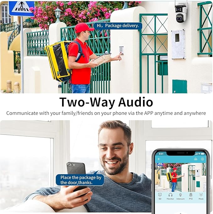 VSTARCAM Three-Lens Security Camera,2K Outdoor Camera,Human Detection,Home Security Cameras Outdoor,Night Vision,Siren & Spotlight Alarm,Two Way Audio,Local & Cloud Storage,10x Zoom