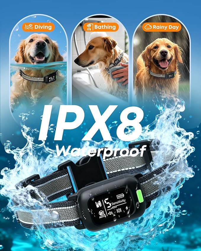 2-in-1 Dog Bark & Shock Collar – 4500FT Dog Training Collar with Remote, 3 Training Modes & LED Light, IPX8 Waterproof E Collars with Anti-Barking for Small Medium Large Dog (Titanium)