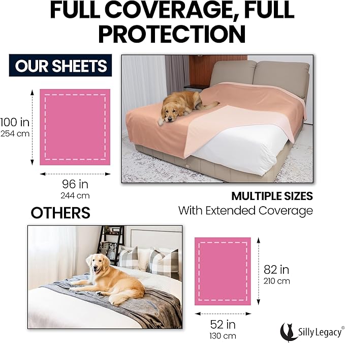 SILLY LEGACY Thin Reversible Waterproof Protective Cover or Liner for Bed or Couch (Twin Size, 90 x 55 inch), for Dogs and Cats, Babies; Incontinence, Urine, Drool