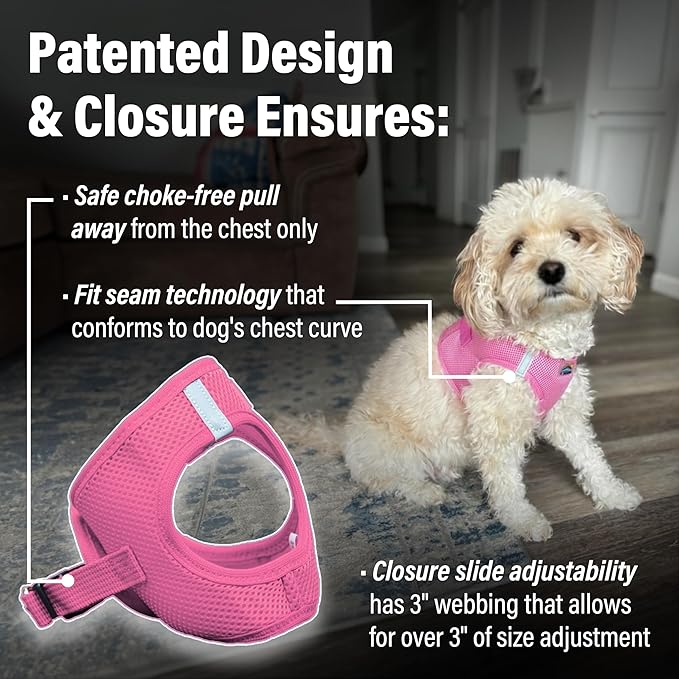 Doggie Design Dog Harness - No Choke Dog Harness, Dog Vest, Mesh Polyester, Pet Harness, Simple Step in and Go Design, Harness for Dog - Candy Pink, L