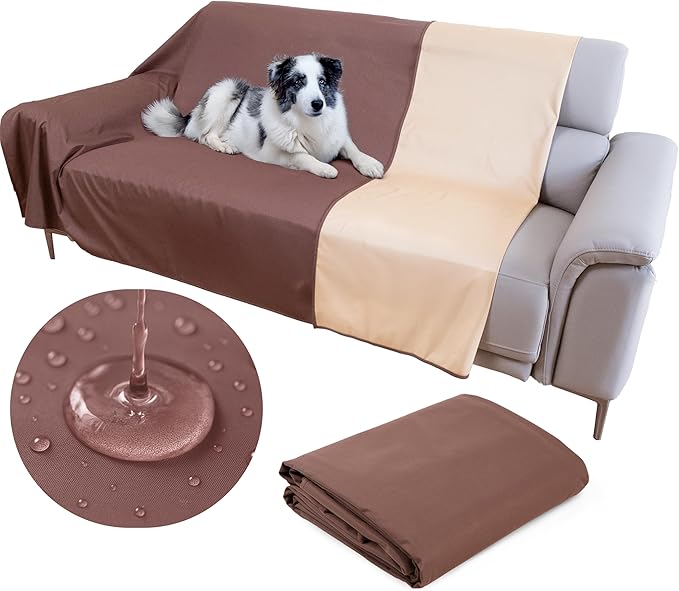SILLY LEGACY Thin Reversible Waterproof Protective Cover or Liner for Bed or Couch (Twin Size, 90 x 55 inch), for Dogs and Cats, Babies; Incontinence, Dirt, Drool