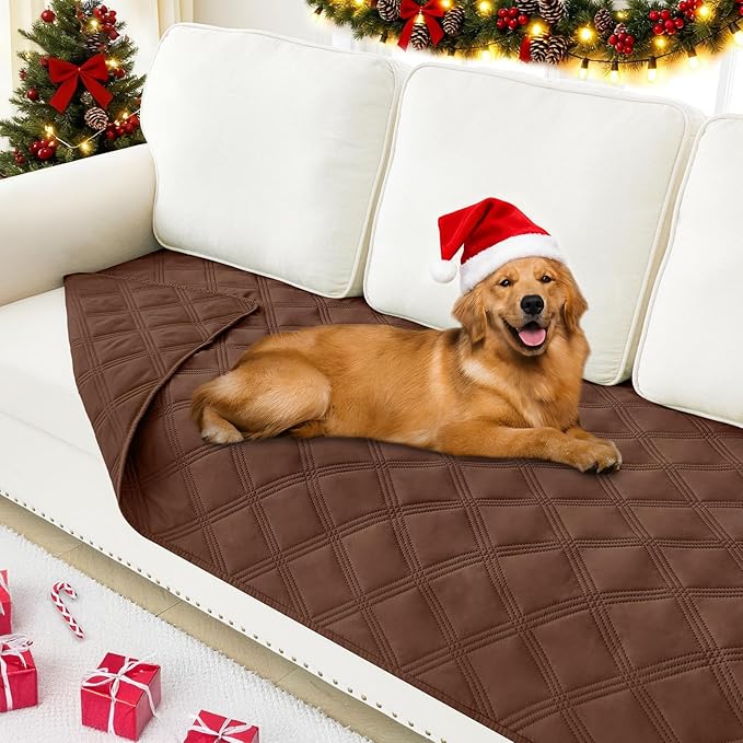 Smiry Waterproof Dog Bed Cover Blanket 30x70, Soft Reversible Pet Blanket, Washable Leakproof Cats Dogs Couch Cover for Sofa, Couch, Furniture, Lattice, Brown/Brown