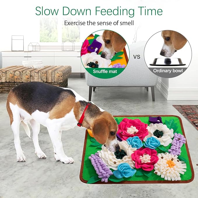 Snuffle Mat for Dogs Pet Treats Feeding Mat for Small/Medium Breed Dogs Non-Slip/Portable/Durable Interactive Dog Puzzle Toys Encourages Natural Foraging Skills (Green)