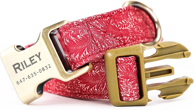 Personalized Dog Collar with Name and Phone Number Engraved,Adjustable Custom Puppy Collar,Organic Cotton Pet Collar for Small Medium Large Boy Girl Dogs