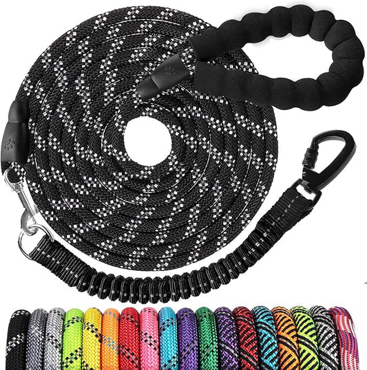 Dog Leash - 40FT Heavy Duty Leash with Swivel Lockable Hook and,Reflective Threads Bungee Dog Leash Comfortable Padded Handle for Walking for Small Medium Large Dog