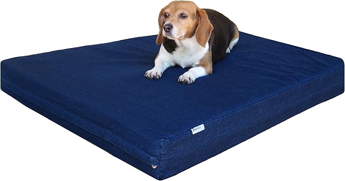 Dogbed4less Premium Orthopedic Memory Foam Dog Bed for Medium Large Dogs, Washable Durable Denim Cover, Waterproof and Extra External Pet Bed Case 37"X27"X4"
