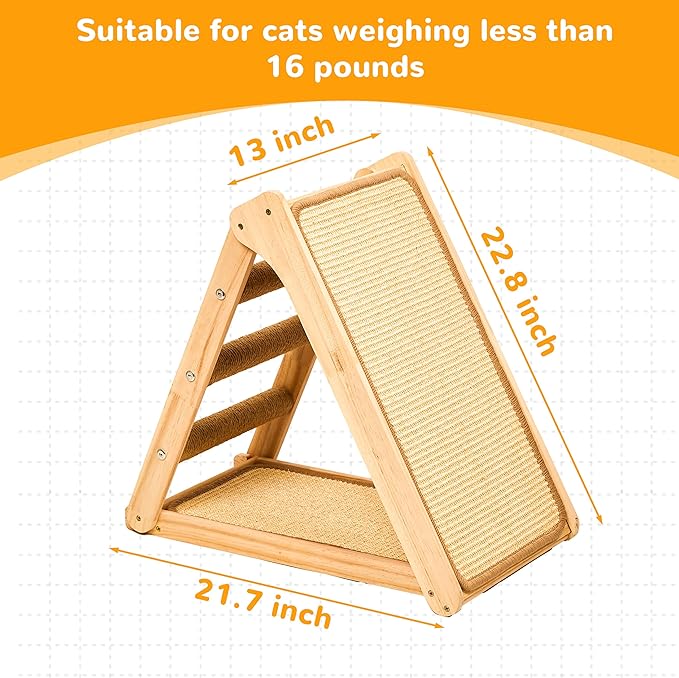 Large Sisal Cat Scratcher - Pre-Assembled Ready to Use - Solid Wood Sisal Scratching Posts for Indoor Cats Adults & Kittens