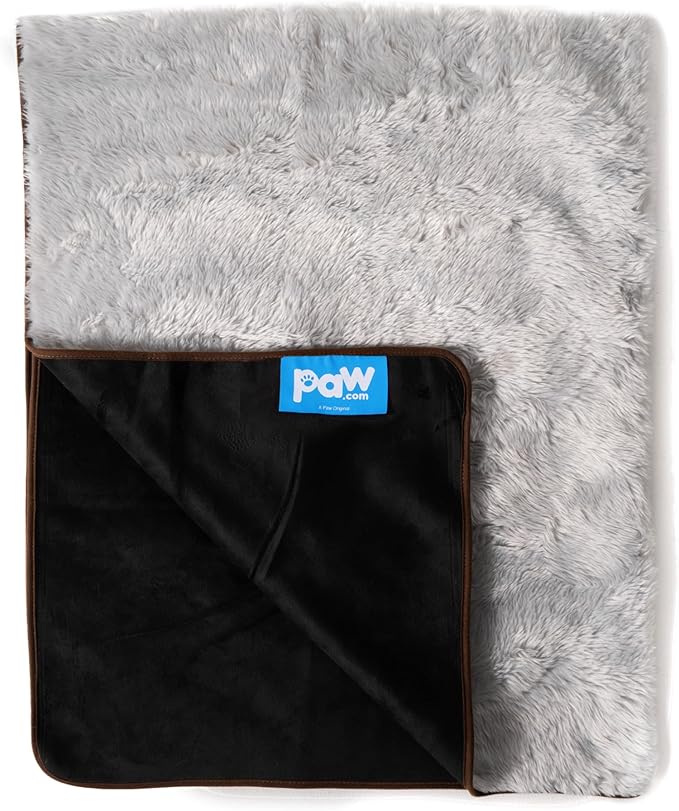 PupProtector Waterproof Throw Blanket for Dogs and Cats, Pet Blanket Cover for Couches, Sofas, Beds, Car Seats, Furniture, Calming Soft Faux Fur, Short Grey, Large (80" L x 62" W)