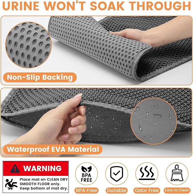 23.6” x15.7” Cat Litter Mat, Litter Trapping mat, cat mat for Litter Box, cat Litter mat Small, Honeycomb Double Layer Design, Waterproof & Urine Proof, Scatter Control, Non-Slip, Grey, 1 Pack