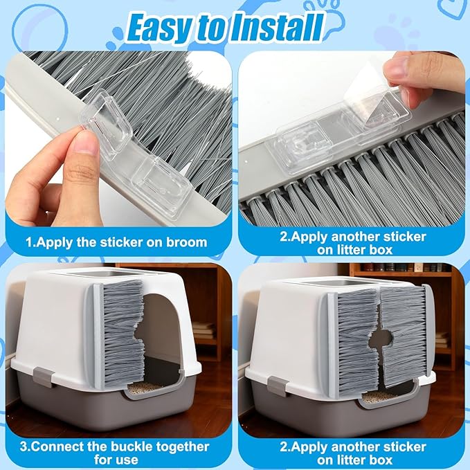 Mity rain Cat Litter Mat Broom for Litter and Cat Hair Remove, Easy to Clean Litter Box Accessories with Broom Design, Gift for People Who Love Cats