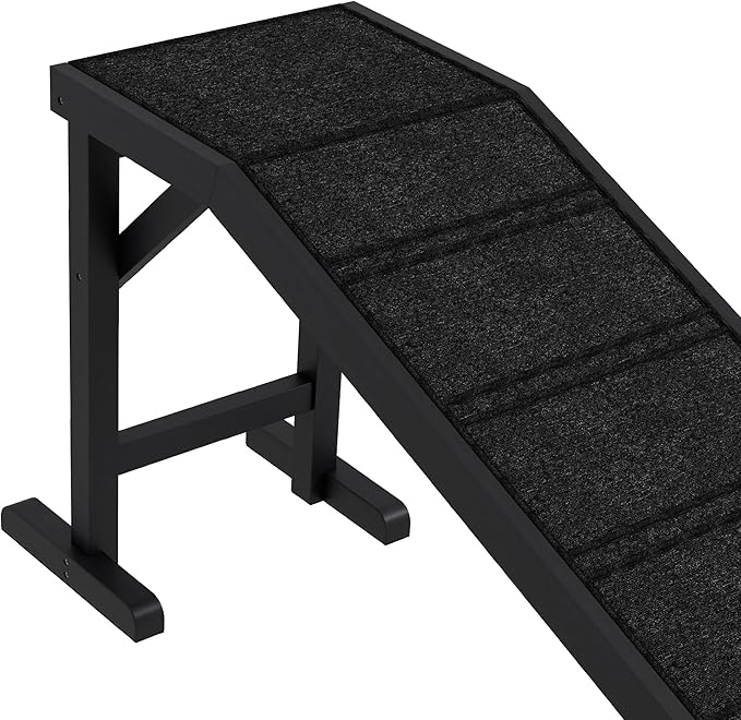 PawHut Dog Ramp for Bed, Pet Ramp for Dogs with Non-Slip Carpet and Top Platform, 74" x 16" x 25", Black