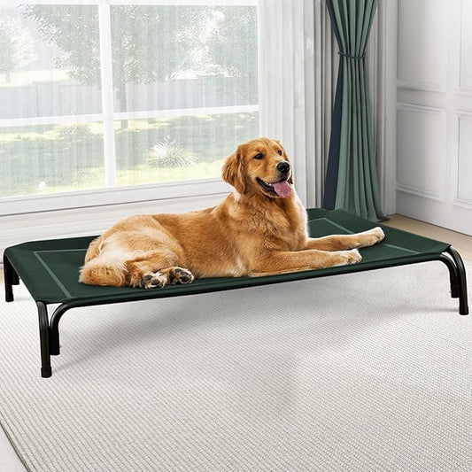 Elevated Pet Bed, Raised Outdoor Dog Bed for Extra Large Sized Dog, Portable Cooling Pet Cot with Breathable & Washable Mesh, Indoor & Outdoor Pet Hammock with Skid-Resistant Feet.