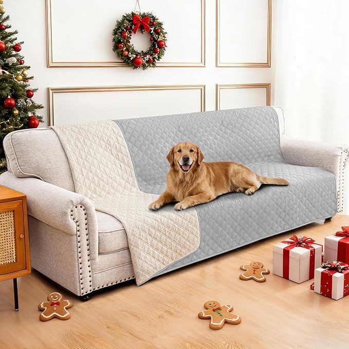 Waterproof Couch Covers for Pets, Waterproof Dog Bed Cover, Anti-Slip Soft Dog Blankets, Couch Cover for Dogs Washable, Pet Blanket for Puppy Large Dogs Cat (68x82 Inch, Light Grey)