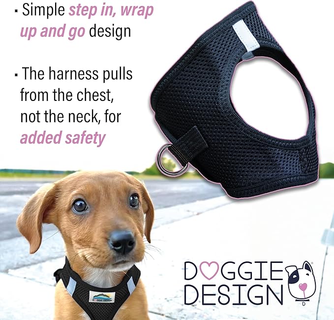 CHOKE FREE REFLECTIVE STEP IN ULTRA HARNESS - BLACK - AMERICAN RIVER (XXS) by Doggie Design