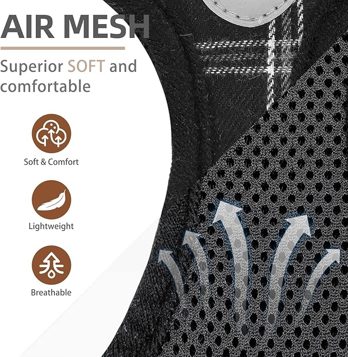 PUPTECK Adjustable Dog Harness Collar and Leash Set Step in No Pull Pet Harness for Small Medium Dogs Puppy and Cats Outdoor Walking Running, Soft Mesh Padded Reflective Vest Harnesses, Black M