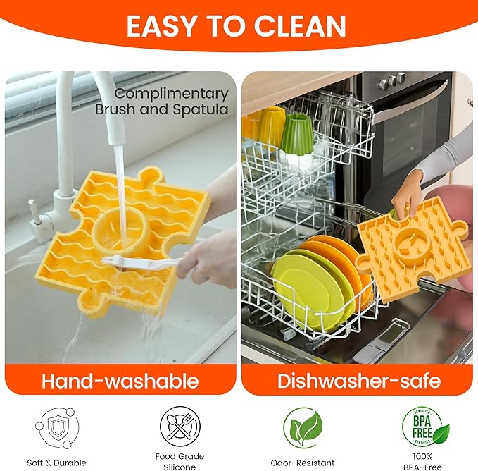 HowGo Puzzle Slow Feeder Lick Mat for Dogs, 38+ Suction Cups | Non-Slip Heavy Duty Maze Enrichment Bowl BPA-Free Silicone | Reduce Boredom Anxiety Free Combination (1PC, Yellow)