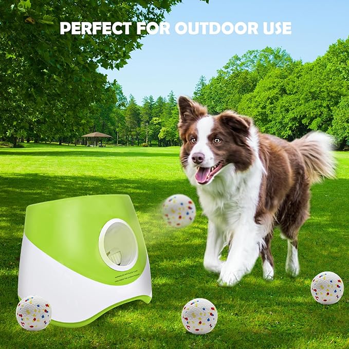 Automatic Dog Ball Launcher for Samll to Medium Dogs, Upgraded Interactive Toy Balls Thrower, Mental Stimulating Dog Toys with 4 Durable Etpu Balls 2.2 Inch (Light Green)