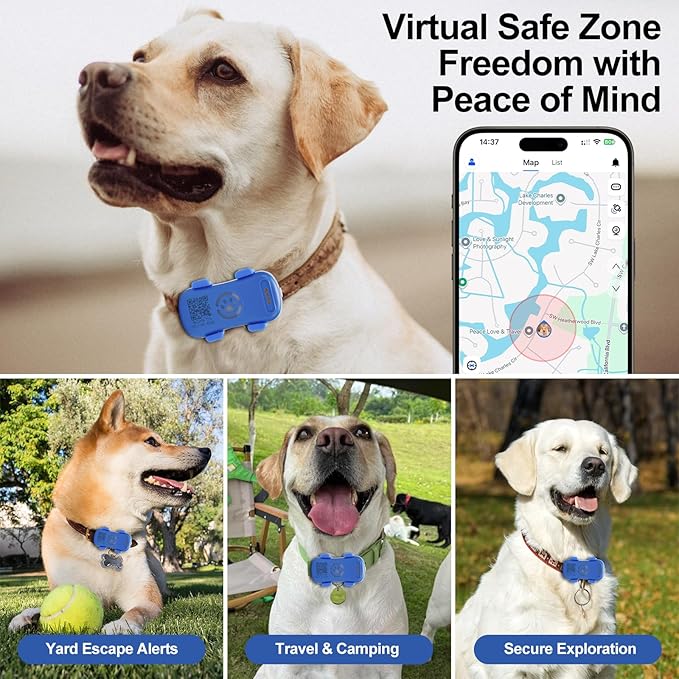 GPS Tracker for Dogs & Cats Pet GPS Location Tracker with Smart Alerts & Location History Geo-Fence Real-Time Waterproof iOS & Android Subscription Required