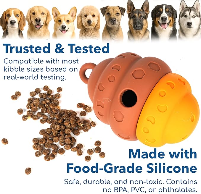 Race&Herd Dog Puzzle Toy, Dog Treat Toy for Enrichment, Treat Dispensing Toys for Mental Stimulation, Feeder Topple Toy, Food Puzzle Feeder and Puppy Treat Dispenser for Boredom Relief