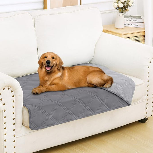 Smiry Waterproof Dog Bed Cover Blanket 30x53, Soft Reversible Pet Blanket, Washable Leakproof Cats Dogs Couch Cover for Sofa, Couch, Furniture, Lattice, Grey/Light Grey