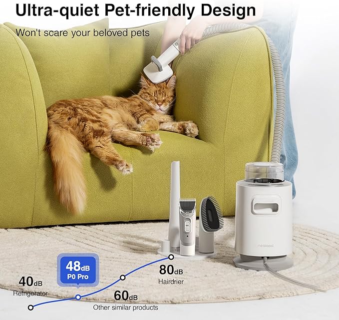 Neakasa 5 in 1 P0 Pro Dog Grooming Vacuum with Stand, 6.6lbs Lightweight Pet Grooming Kit, Low-Noise Dog Clippers & Shedding Remover for Dogs and Cats