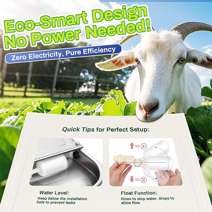 Automatic Animal Drinking Water Bowl with Drain Hole & Float Valve, 71" Extended Pipe, Stainless Steel Waterer Feeder Farm Dog Dispenser Kit Self Filling for Livestock Horse Goat Water Trough