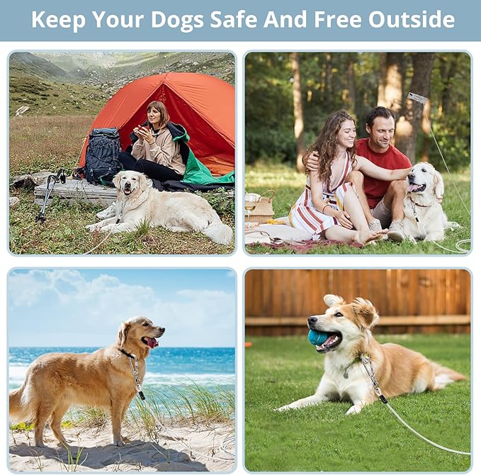 jenico Dog Tie Out Cable: 50 ft Dog Lead for Yard - Heavy Duty Chain Leash Outside for Small Large Dogs Up to 505 lbs - Outdoor Dog Runner Tether