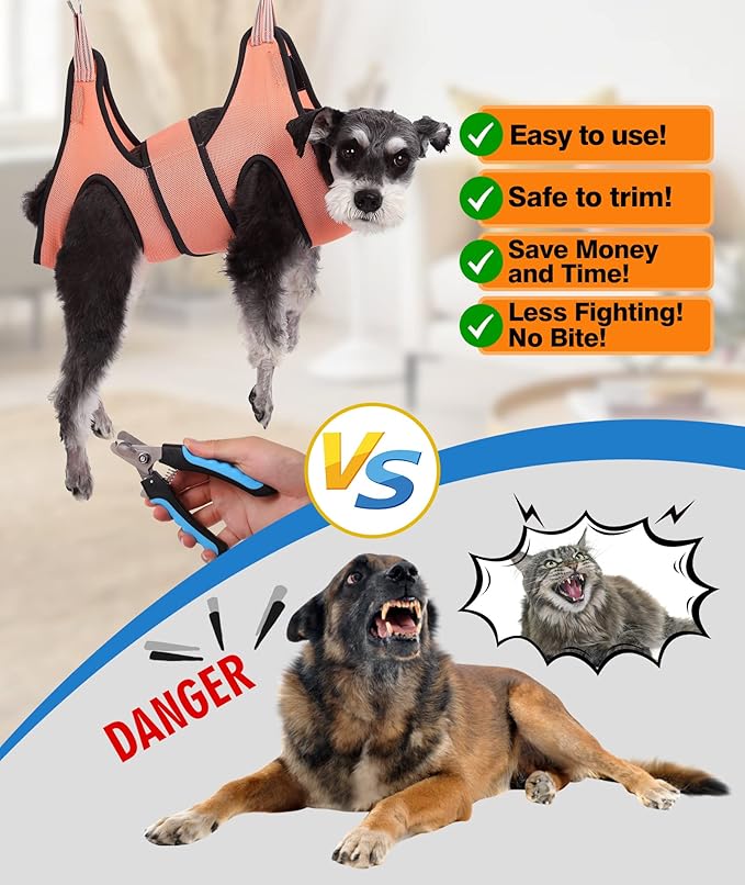 Dog Grooming Hammock,XXS Pet Grooming Harness for Extra Small Dogs,Hanging Harness for Nail Trimming,Dog Nail Hammock,Grooming Sling Holder with Wide Strap on Pet Restraint Bag