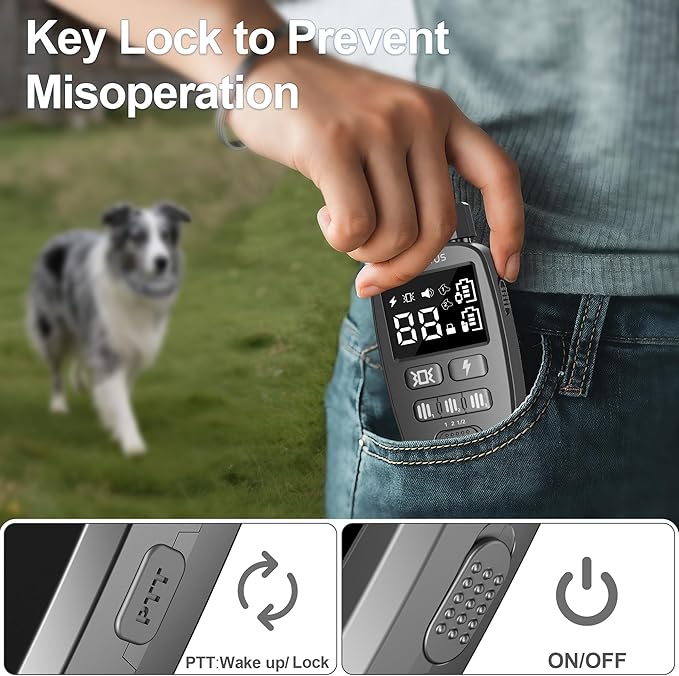 Dog Shock Collar for 2 Dogs, 4500FT Dog Training Collar Rechargeable Electric Collar with Recording & Calling & Vibration & Shock for All Breeds (Gray)