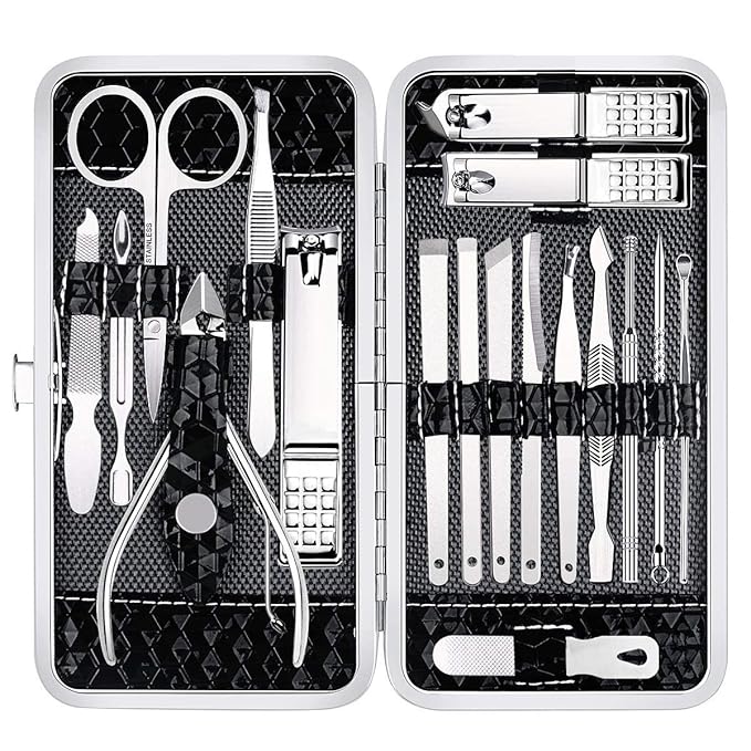 Nail Clippers Set Fingernail and Toenail Clipper Cutters Men's Accessories,Manicure Pedicure Kit Professional Grooming Kits,Nail Care Tools with Travel Case Stocking Stuffers Gifts for Men Women