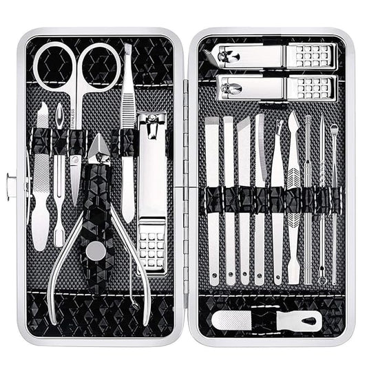 Nail Clippers Set Fingernail and Toenail Clipper Cutters Men's Accessories,Manicure Pedicure Kit Professional Grooming Kits,Nail Care Tools with Travel Case Stocking Stuffers Gifts for Men Women