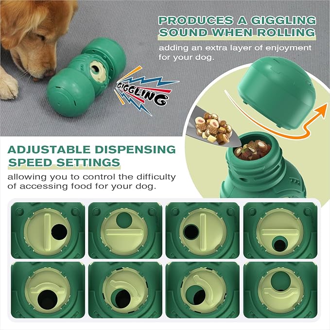 KADTC Extra-Large Size Durable Giggling Dog Treat Dispenser Toy Rolling Indestructible Bone Slow Puzzle Feeder Food Dispensing Toys for Large Aggressive Chewers Breeds Dogs Christmas & New Year Gift