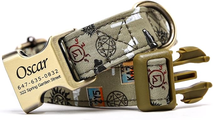 Personalized Dog Collar with Name and Phone Number Engraved,Adjustable Custom Puppy Collar,Organic Cotton Pet Collar for Small Medium Large Boy Girl Dogs