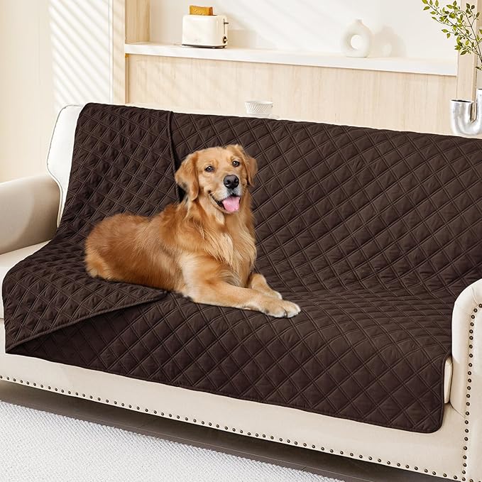 Smiry Waterproof Dog Bed Cover Pet Blanket, Soft Washable Dog Blanket for Furniture Bed Couch Sofa Reversible, Checkered (68"x82", Chocolate/Chocolate)