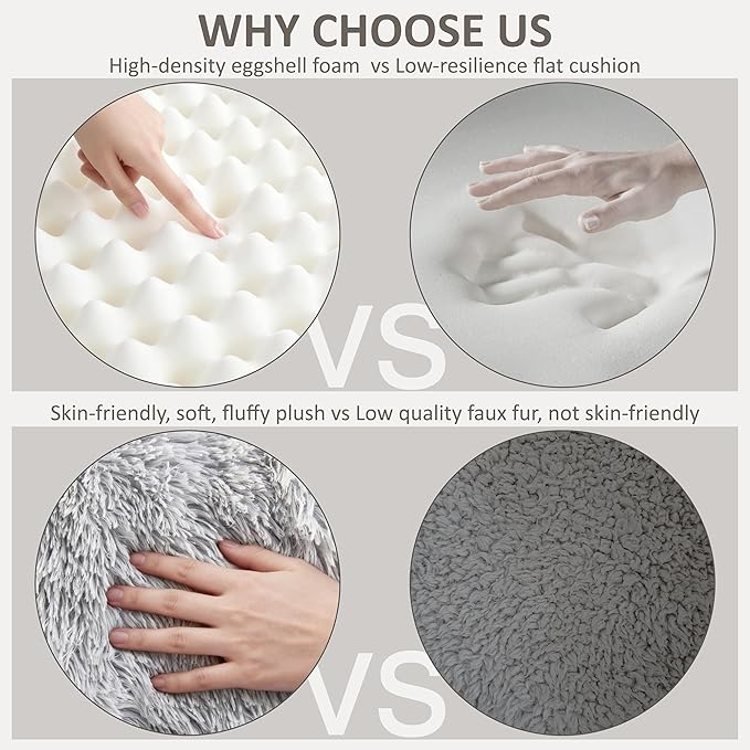 71" Human Dog Bed for Adult, Giant Orthopedic Memory Foam Dog Sofa Bed, Large Oversize Washable Faux Fur Pet Couch with Plump Pillow, Blanket, Strap - Light Grey