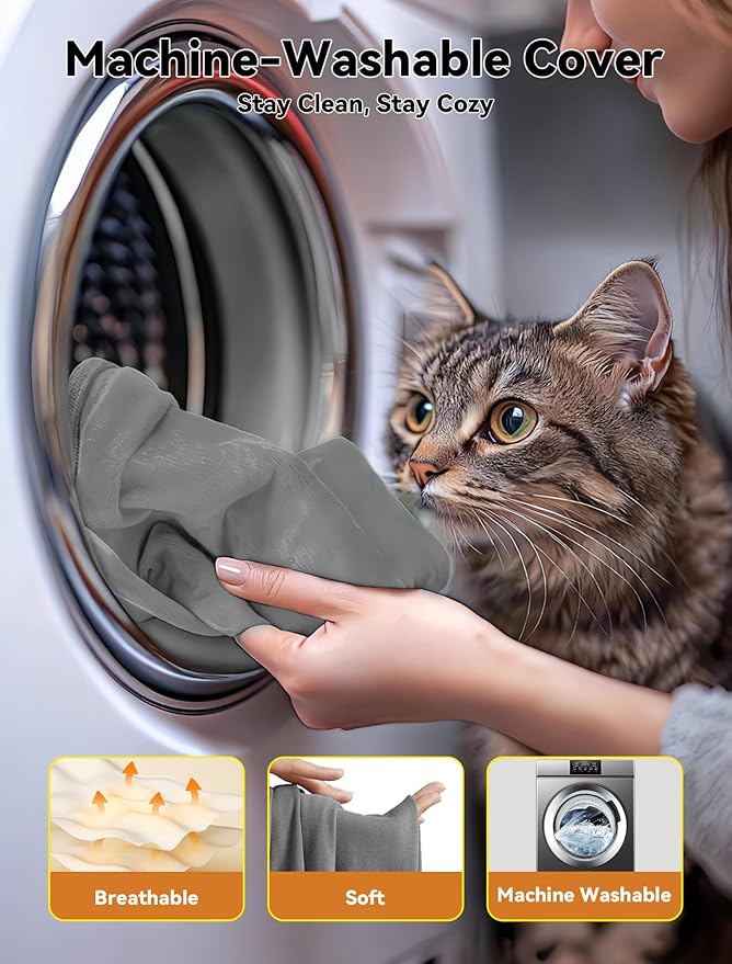 Outdoor Pet Heating Pad for Dog & Cat, Multi-Size Waterproof Heated Cat Dog Bed for Outside, Pet Heater Warmer Mat Blanket with Chew Resistant Cord for Senior Dog Cat House Whelping Box,Gray,12" x 20"