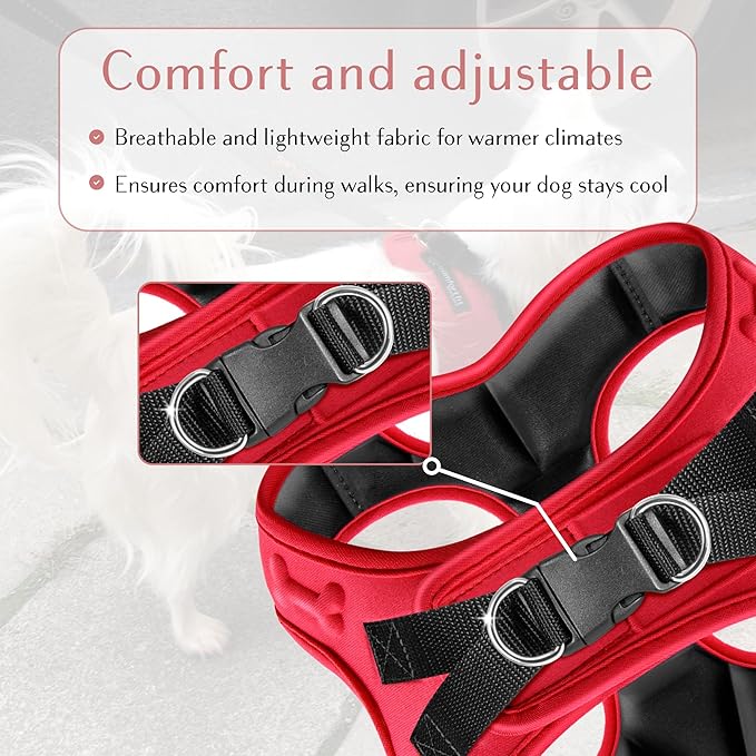 Comfort Fit No Pull Dog Harness – Adjustable Step-in Vest for Small, Medium & Large Dogs, Soft Padded with Leash Clips, Reflective Straps & Handle
