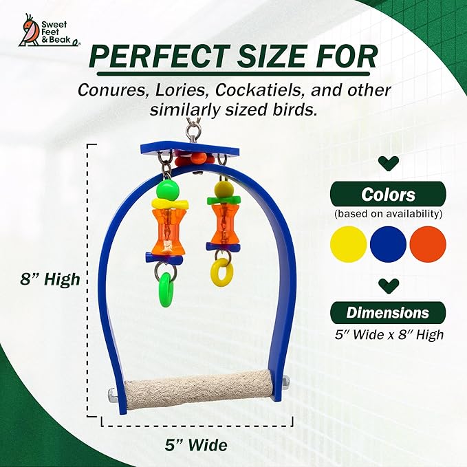 Sweet Feet and Beak Small Whirly Bird - Perfect Cage Toy Stimulates Visual and Physical Activity - Safe, Non-Toxic, Cage Accessories for Small Birds