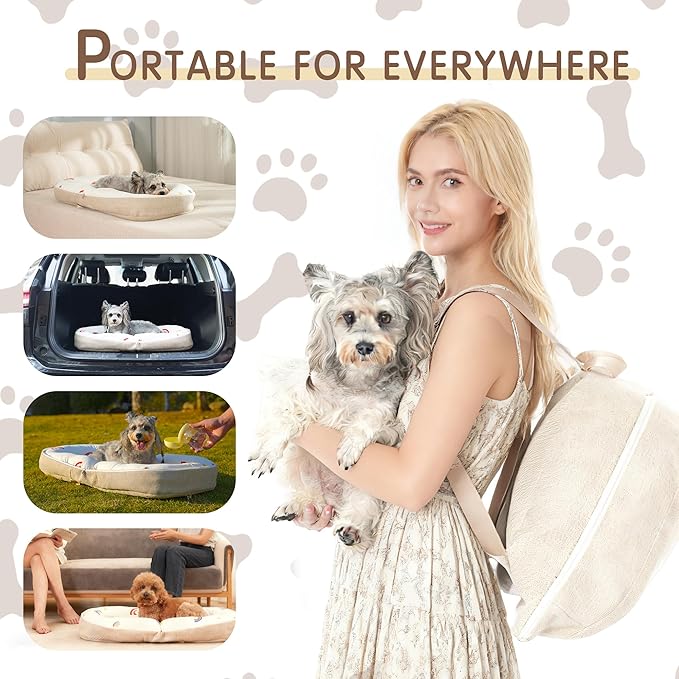 Dog Bed, Portable Couch Sofa, Converts to Backpack for Home, Camping & Travel, Washable Cover & Foldable Soft Memory Foam for Extra Small & Small Dogs, Indoor & Outdoor Use