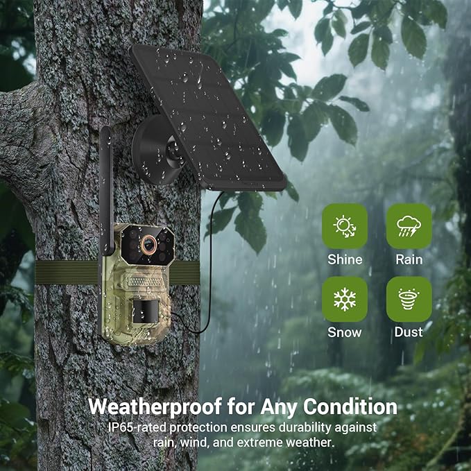 1080p 4G LTE Cellular Camera with Solar Panel, Smart AI Motion Detection, 2-Way Audio, Crisp Night Vision, Cloud Storage, Outdoor Surveillance Security Cam