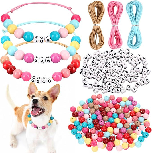 Quelay Personalized DIY Beaded Dog Collars Adjustable Letter Name Colored Beaded Pet Collar Bracelet for Small Medium and Large Dogs Pet Lover Gifts