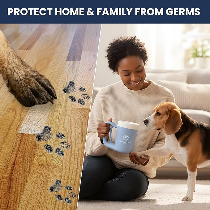 Dog Paw Washer Kit - Includes Paw Cleaner Cup, Towel, Pet Bath Brush & Moisturizing Balm - Dog Foot Washer for Muddy Paws, ideal for Small & Medium Dogs (Blue, Medium)