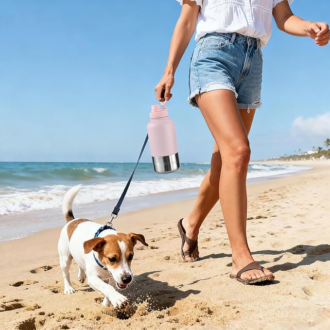 32oz Insulated Dog Water Bottle with 2 Bowls for Small Dogs