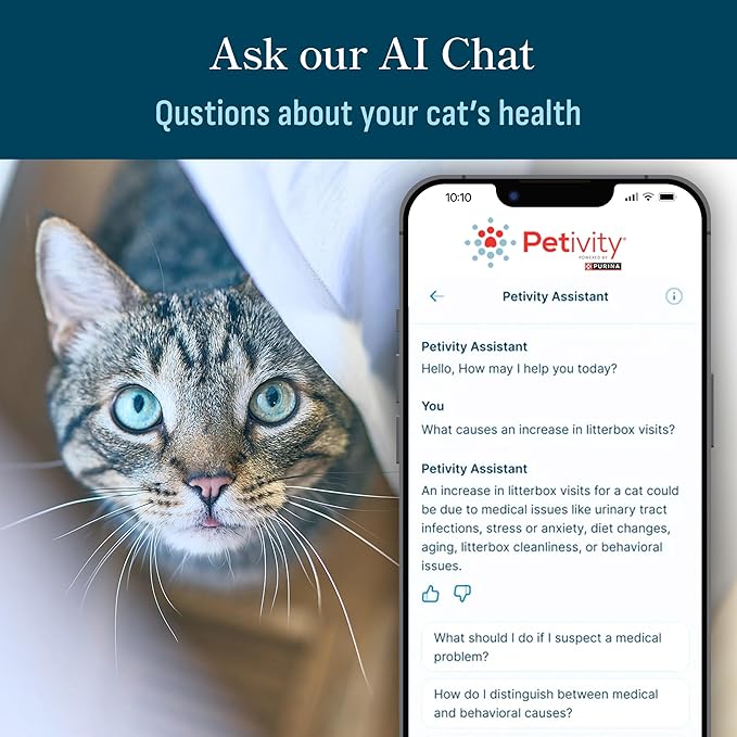 Purina Petivity Smart Litter Box Monitor Cat Weight Scale & Health Tracker - Monitor Litter Habits, Track Weight Accurately, AI Alerts & Monthly Reports, Phone App, Works for Multiple Cats
