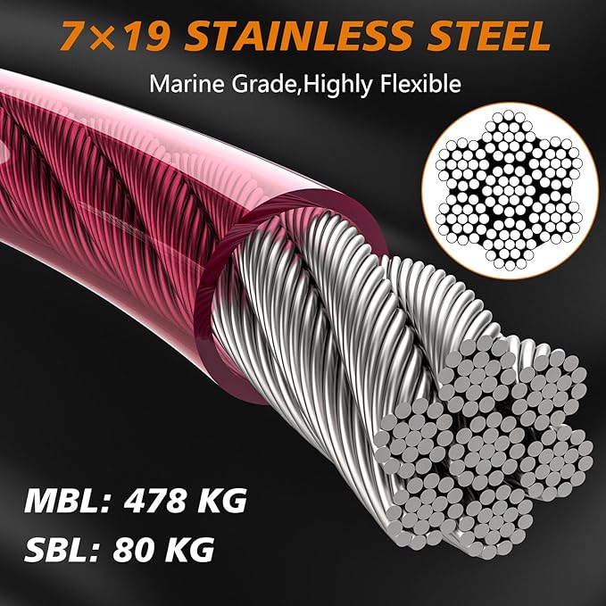 XiaZ Dog Tie Out Cable, 50ft Dog Lead for Yard, Heavy Duty Chain Line Outside for Small Medium Large Dogs Up to 250 lbs, Outdoor Dogs Runner Tether