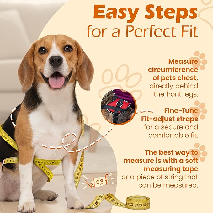 Bark Appeal Red No-Pull Dog Harness for Small to Medium Sized Pets – Adjustable, Reflective Vest with 3 Leash Clips for Added Control, Easy Walks & Training – Medium